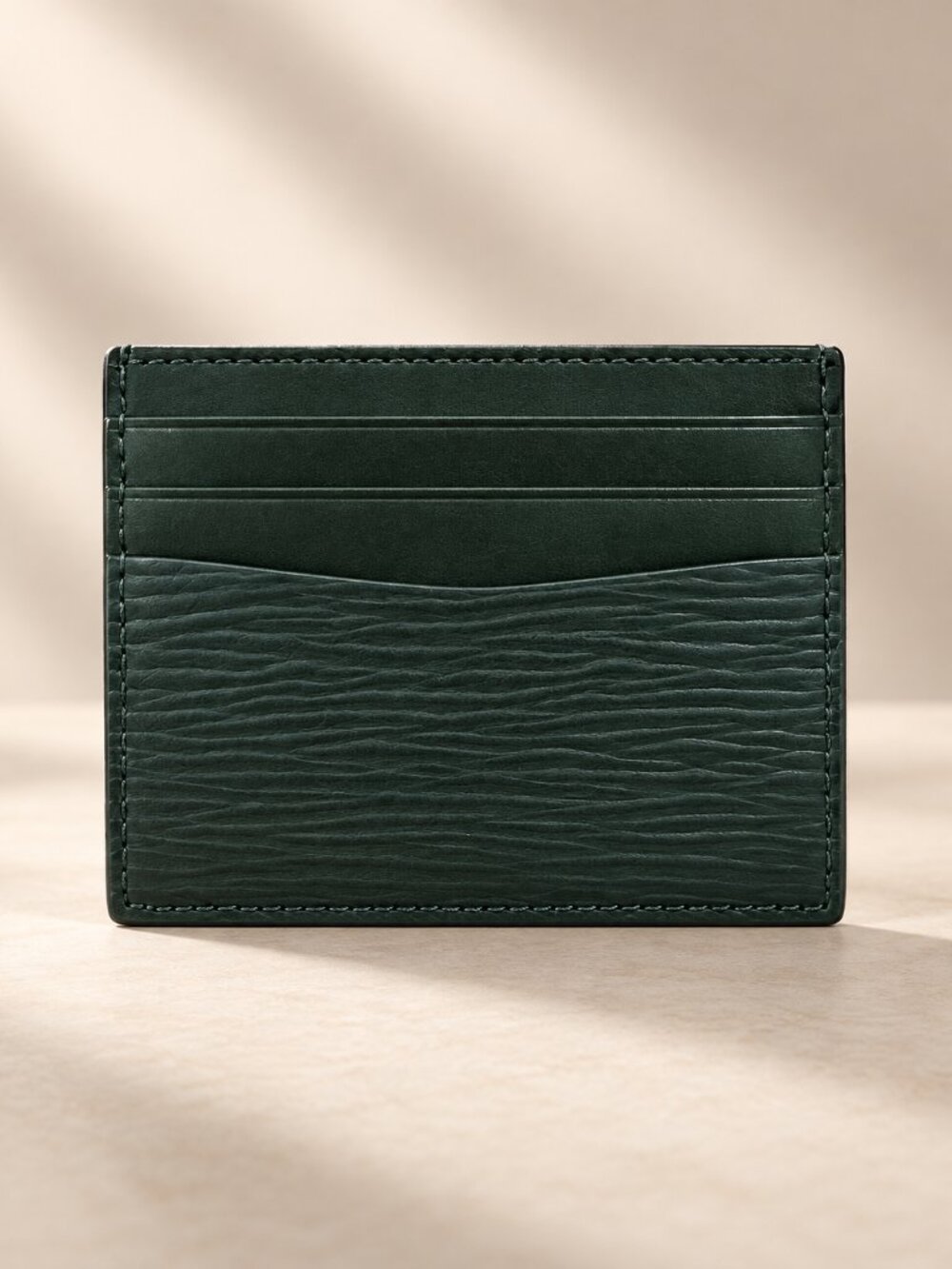 Dark Green Slim Card Holder Textured Minimalist Wallet New